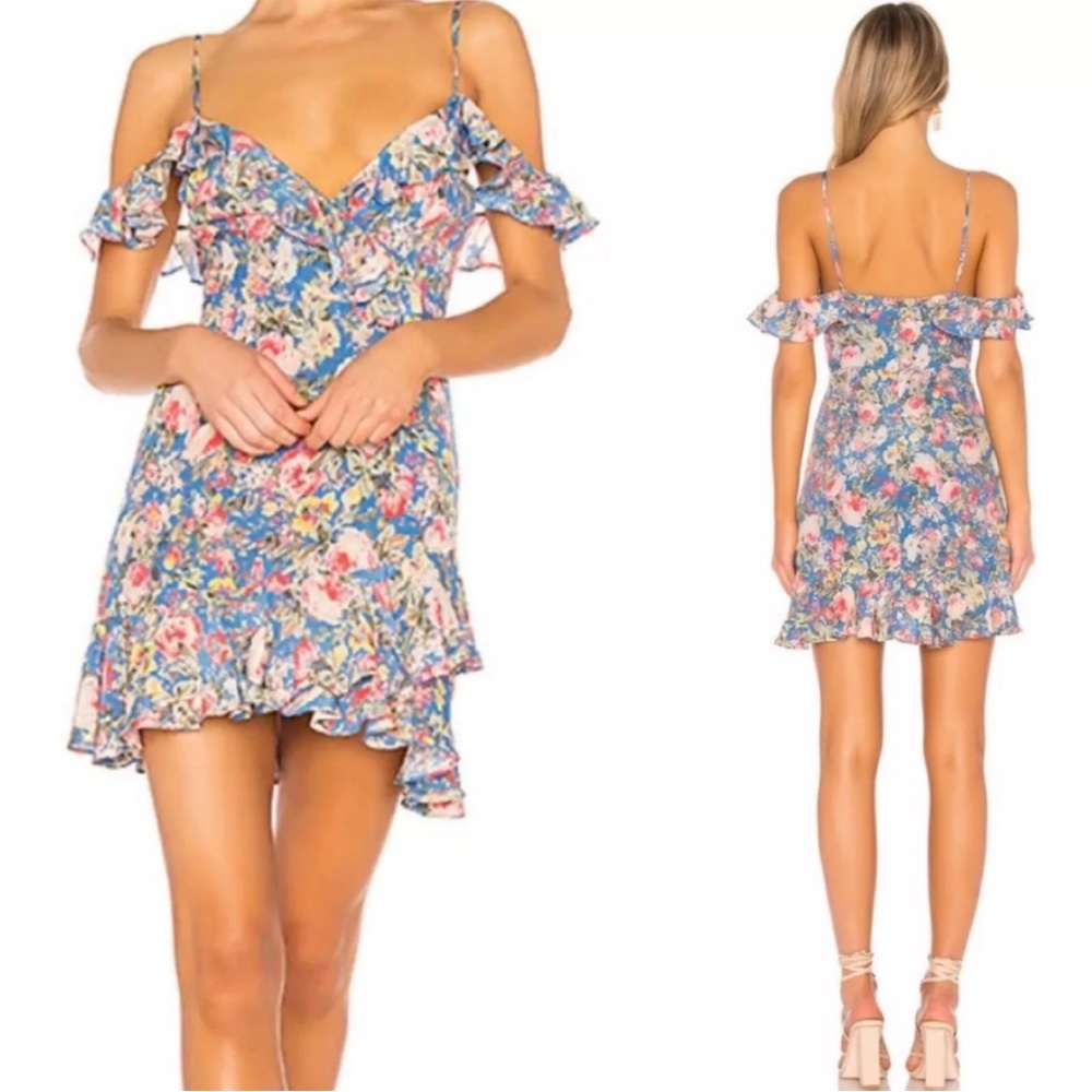 Majorelle Salsa Blue Floral Mini Dress Sz small